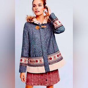 Anthropologie Stitched and Beaded Winter Parka